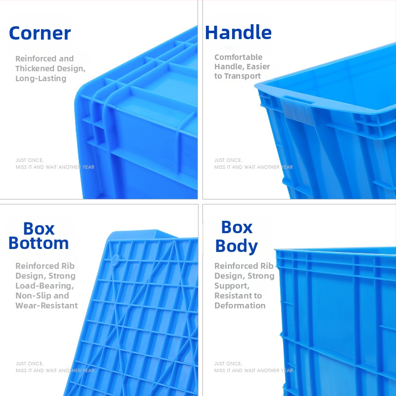 Paiku skladovacia krabica s vekom — pevný PE plast, vysoká pevnosť, stena 2 mm, nosnosť 300, hmotnosť 1,62 kg