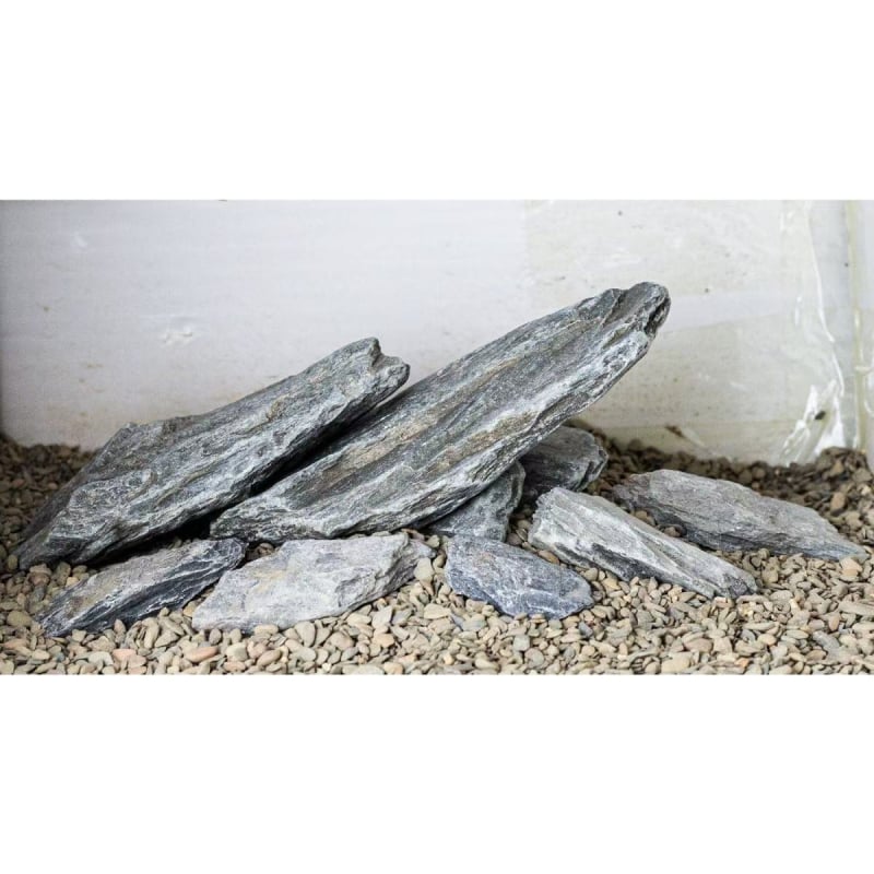 Kamen za akvarij: platforma za sunčanje kornjače, dekorativni potok, sirovi škrilac