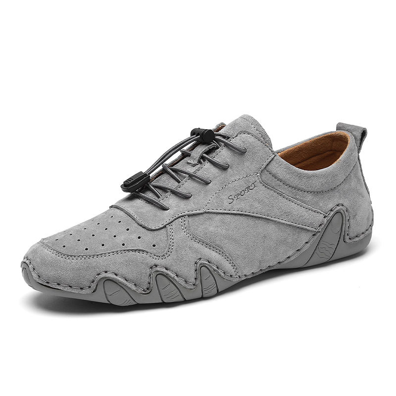 Muške Doudou tenisice - Slip-On casual, gornjište od kravljeg kože, okrugli vrh prsta, gumeni potplat, elastika, ravna peta