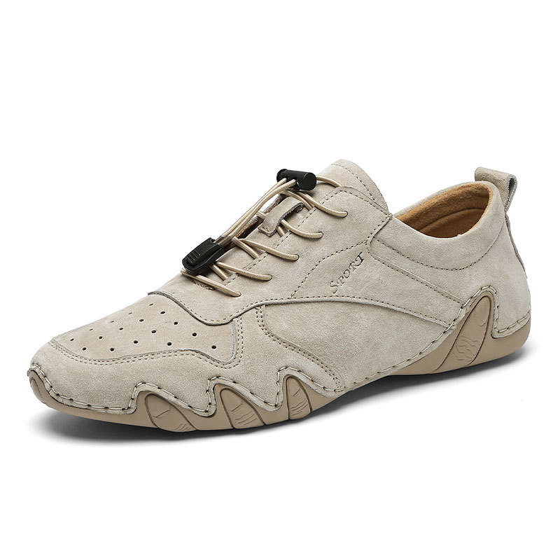 Muške Doudou tenisice - Slip-On casual, gornjište od kravljeg kože, okrugli vrh prsta, gumeni potplat, elastika, ravna peta