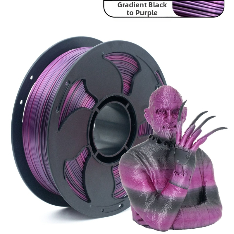 PLA filament pre 3D tlač – kruhový priečny rez, hodvábny gradientný vzhľad, bežná hustota – Toksen 3d