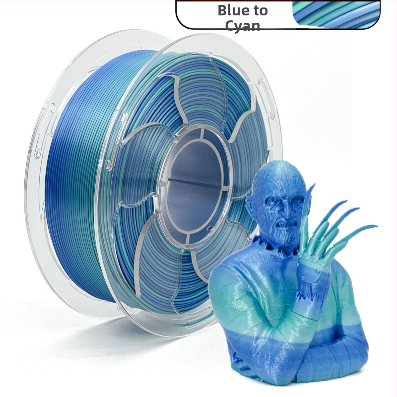 PLA filament pre 3D tlač – kruhový priečny rez, hodvábny gradientný vzhľad, bežná hustota – Toksen 3d