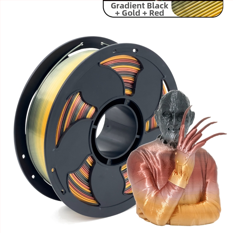 PLA filament pre 3D tlač – kruhový priečny rez, hodvábny gradientný vzhľad, bežná hustota – Toksen 3d