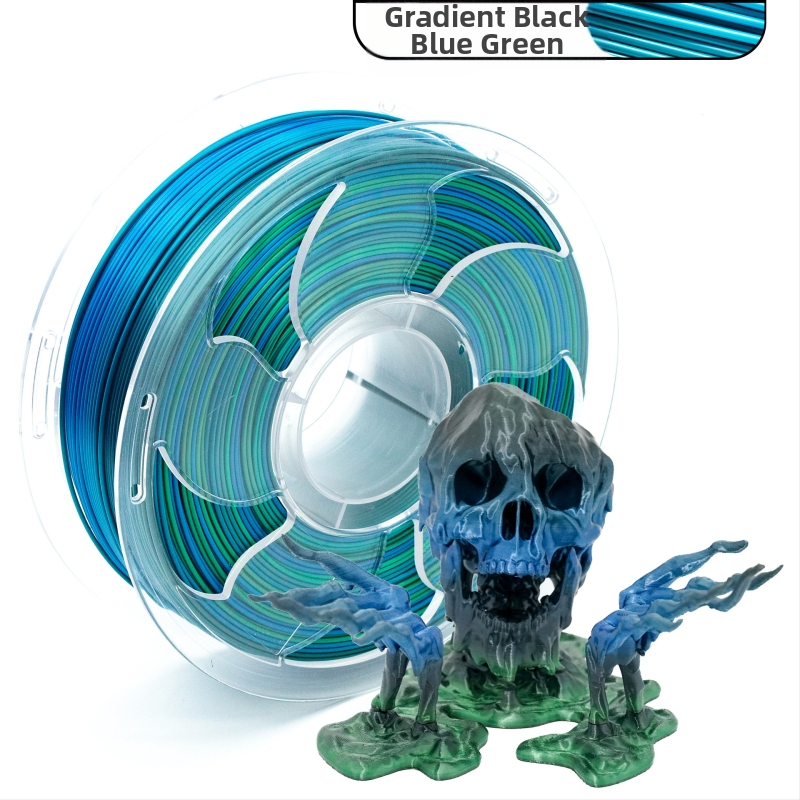 PLA filament pre 3D tlač – kruhový priečny rez, hodvábny gradientný vzhľad, bežná hustota – Toksen 3d