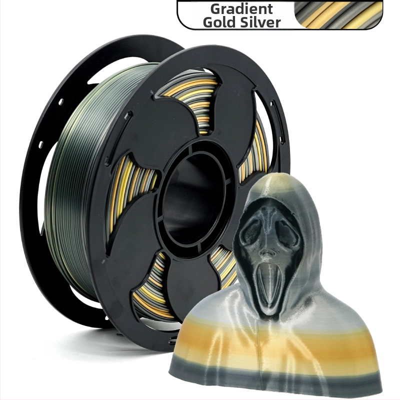 PLA filament pre 3D tlač – kruhový priečny rez, hodvábny gradientný vzhľad, bežná hustota – Toksen 3d