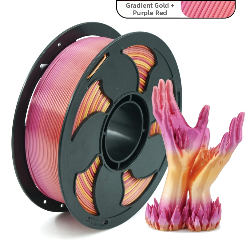 PLA filament pre 3D tlač – kruhový priečny rez, hodvábny gradientný vzhľad, bežná hustota – Toksen 3d