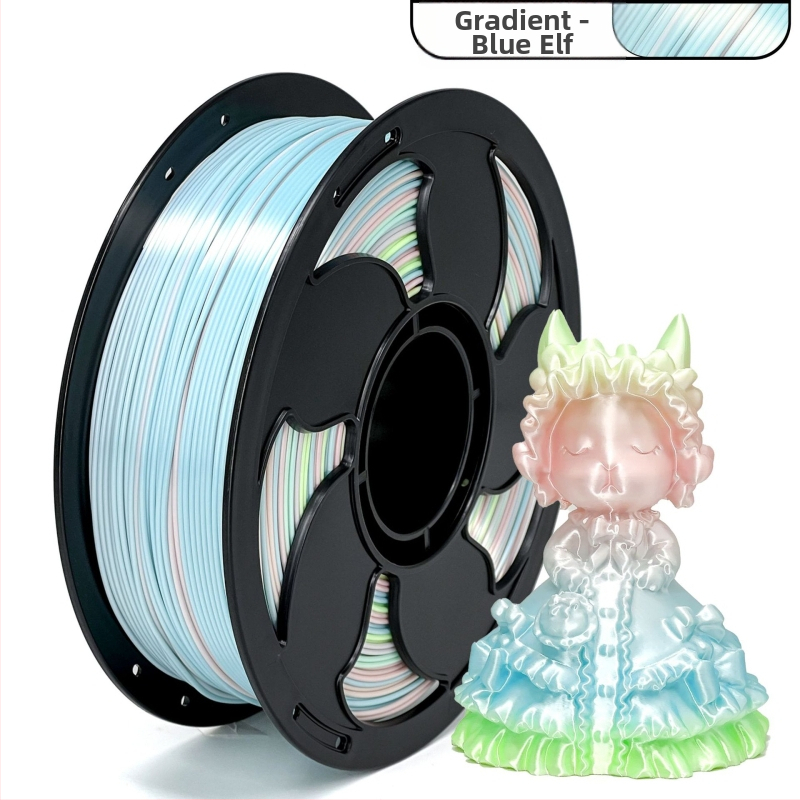 PLA filament pre 3D tlač – kruhový priečny rez, hodvábny gradientný vzhľad, bežná hustota – Toksen 3d