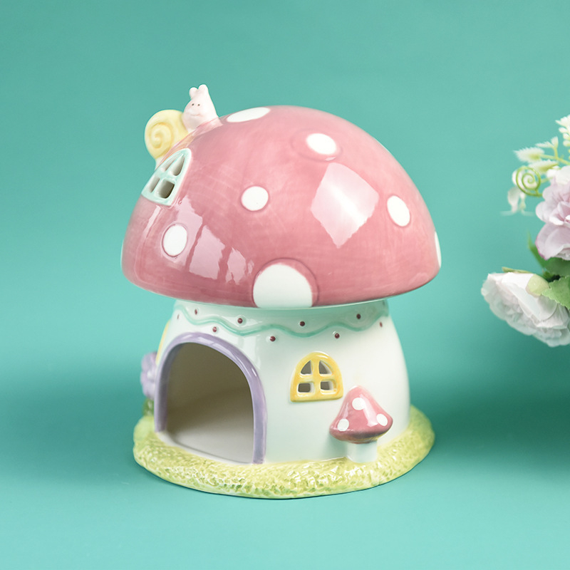 Keramičko gnijezdo za hrčke, kućica-dvorac u obliku gljive, unutarnja dekorativna dekoracija, skandinavski stil