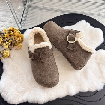 Ravne cipele u minimalističkom Birkenstock stilu, zaobljena nosnica, gornji dio od kože od mikrovlakna, 3–5 cm debela platforma
