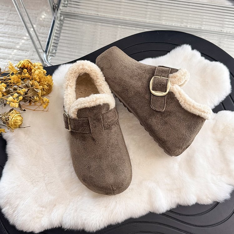 Ravne cipele u minimalističkom Birkenstock stilu, zaobljena nosnica, gornji dio od kože od mikrovlakna, 3–5 cm debela platforma