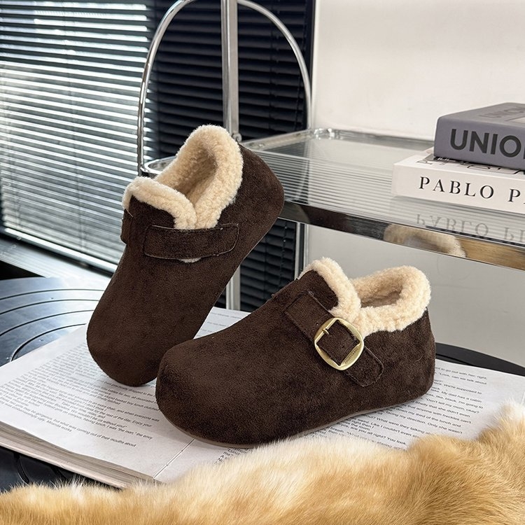 Ravne cipele u minimalističkom Birkenstock stilu, zaobljena nosnica, gornji dio od kože od mikrovlakna, 3–5 cm debela platforma