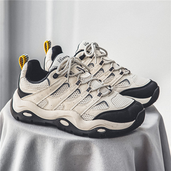 Muške tenisice tip dad shoes s debelim potplatom i dizajnom za povećanje visine, hongkonški stil, vezanje, prozračno gornje dijelo od mrežaste tkanine, PVC đon