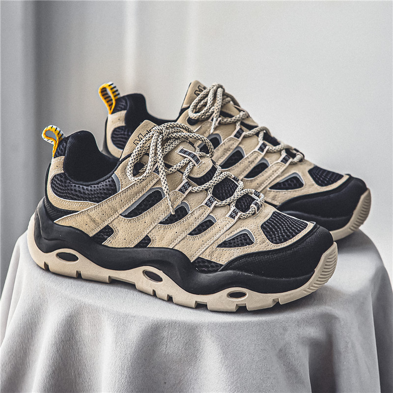 Muške tenisice tip dad shoes s debelim potplatom i dizajnom za povećanje visine, hongkonški stil, vezanje, prozračno gornje dijelo od mrežaste tkanine, PVC đon