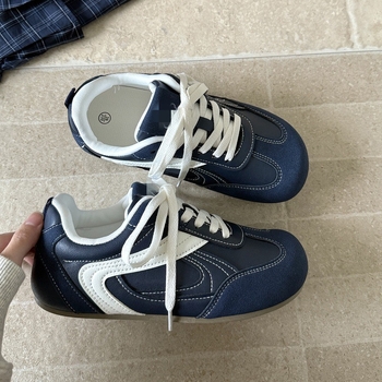 Pantofi sport casual pentru femei, suprafață PU, vârf rotund, șireturi, gleznă joasă, respirabili