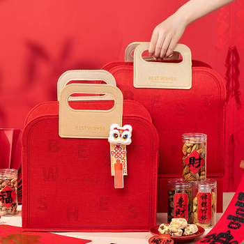 Kutija za poklon od filca za Novu godinu, dizajn izrezan po obliku, kineski stil, s podstavom