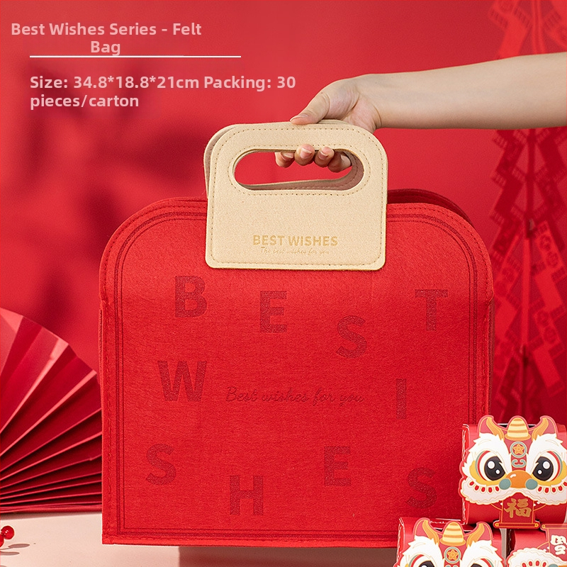 Kutija za poklon od filca za Novu godinu, dizajn izrezan po obliku, kineski stil, s podstavom