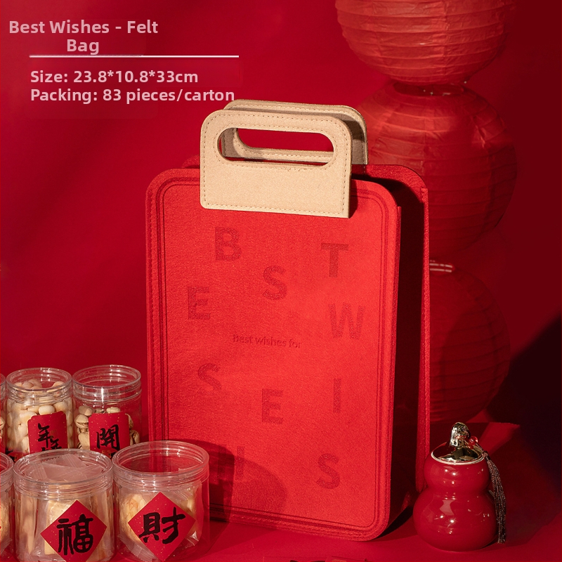 Kutija za poklon od filca za Novu godinu, dizajn izrezan po obliku, kineski stil, s podstavom