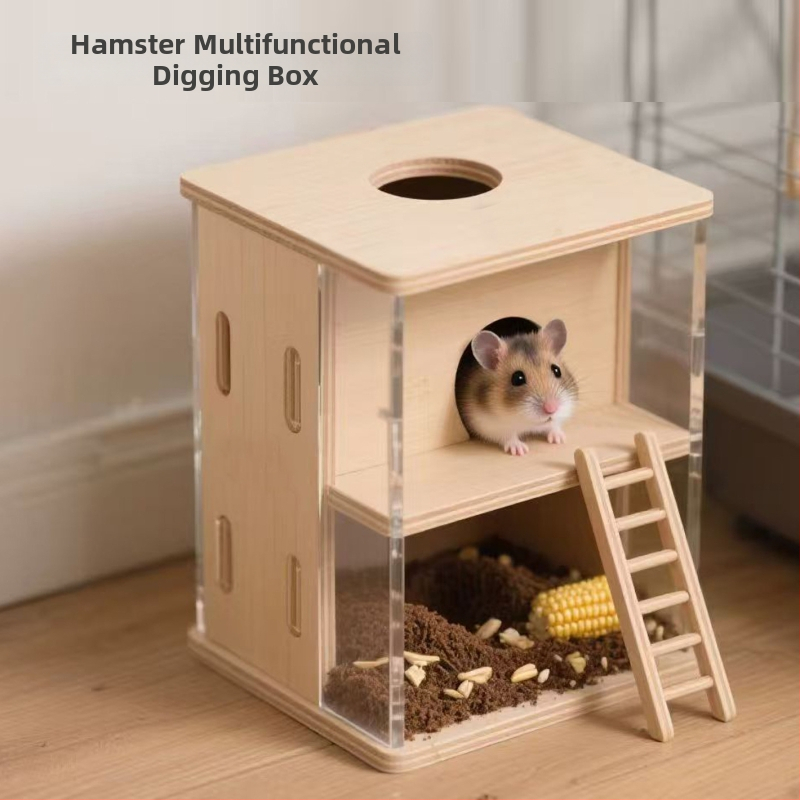 Prozirna akrilna kutija za kopanje za hamstera sa skloništem i bazenom za kopanje — dekor za male kućne ljubimce