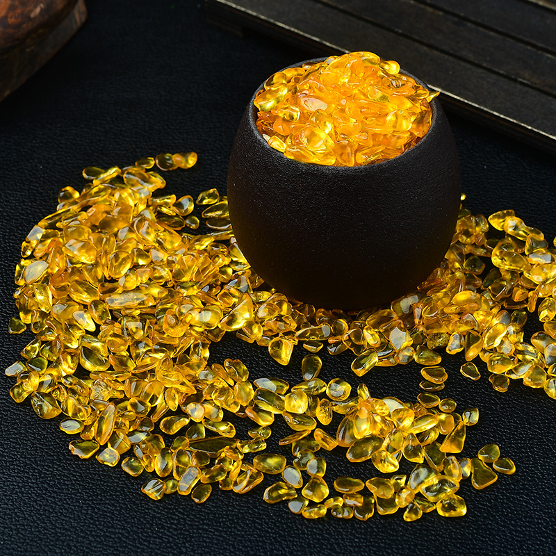 Vas de comoară din pietriș de citrin pentru ofră Buddă, piatră demagnetizantă, decor pentru acvariu | Material: Citrin; Brand: Runke; Ambalare: pungă PP; Stil: minimalist modern