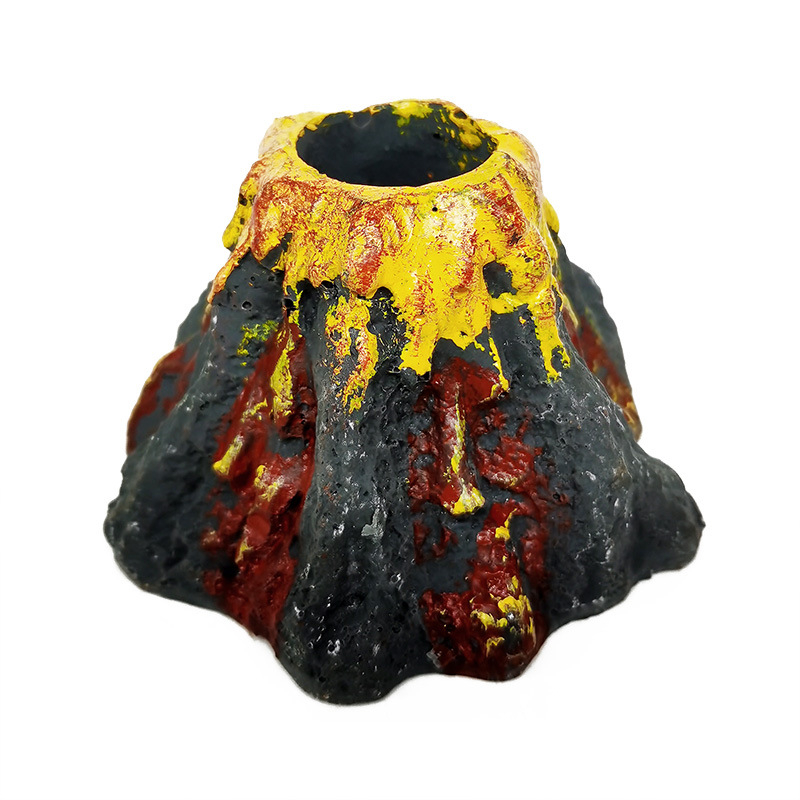 BABYER decor acvariu în formă de vulcan, din rășină sintetică, pentru amenajare și aerare