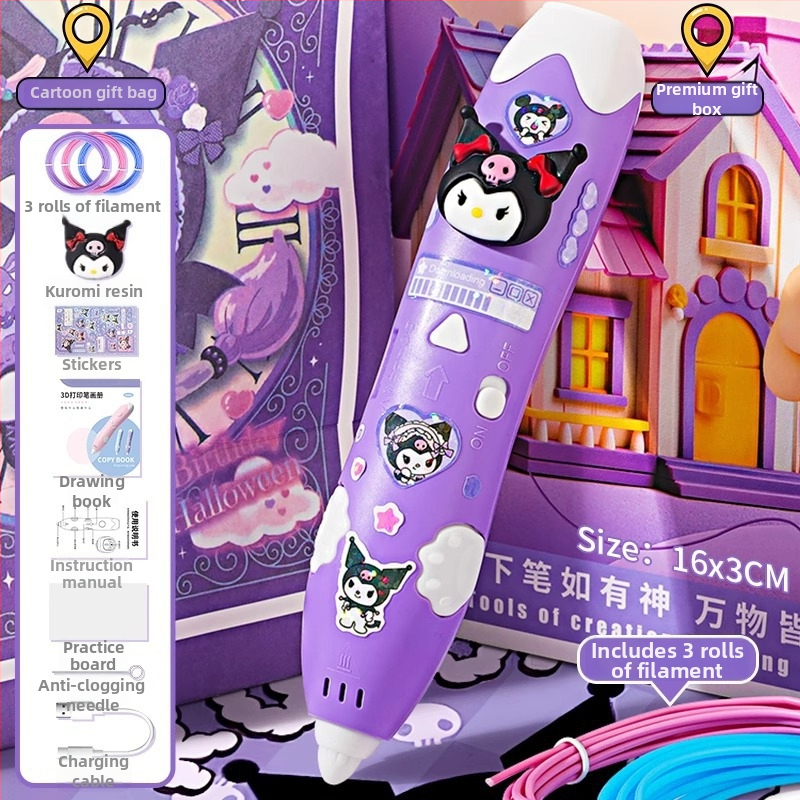 3D tlačiarenské pero pre deti, elektrický DIY umelecký nástroj, ABS materiál, balenie v farebnej krabičke, vek 4–6 rokov