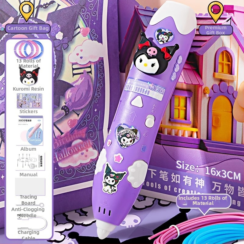 3D tlačiarenské pero pre deti, elektrický DIY umelecký nástroj, ABS materiál, balenie v farebnej krabičke, vek 4–6 rokov