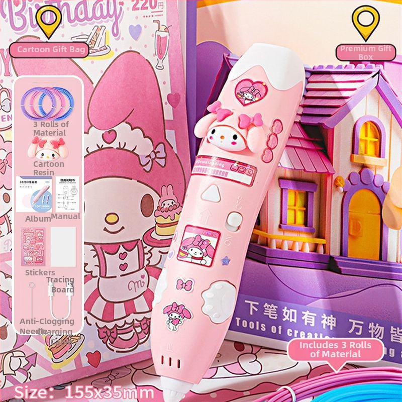 3D tlačiarenské pero pre deti, elektrický DIY umelecký nástroj, ABS materiál, balenie v farebnej krabičke, vek 4–6 rokov