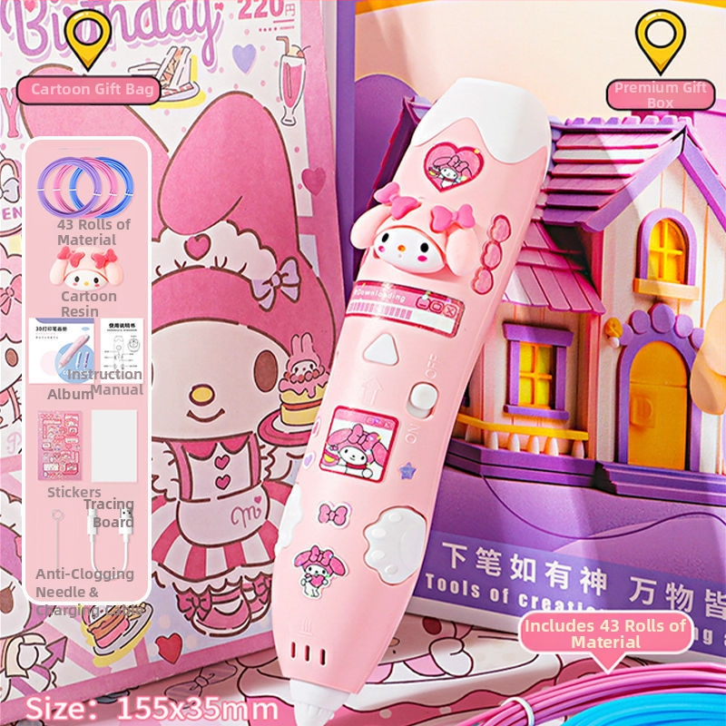 3D tlačiarenské pero pre deti, elektrický DIY umelecký nástroj, ABS materiál, balenie v farebnej krabičke, vek 4–6 rokov