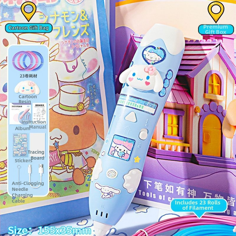 3D tlačiarenské pero pre deti, elektrický DIY umelecký nástroj, ABS materiál, balenie v farebnej krabičke, vek 4–6 rokov