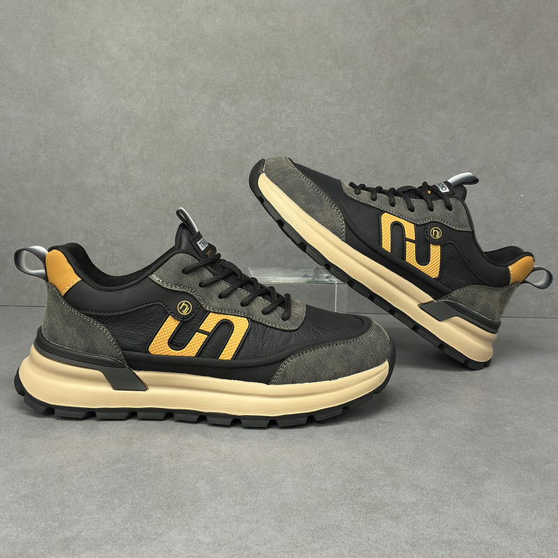 Pantofi de alergare pentru bărbați: ușori și respirabili, partea superioară din fibră super, talpă din spumă, șireturi, căptușeală din plasă, vârf rotund