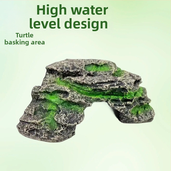 Dekor za akvarij za kornjaču: platforma za penjanje i sunčanje, špilja i nagiba zona za odmor — Kod proizvoda Y025 terrace; težina 310; Crafts; kamenita krajinska dekoracija