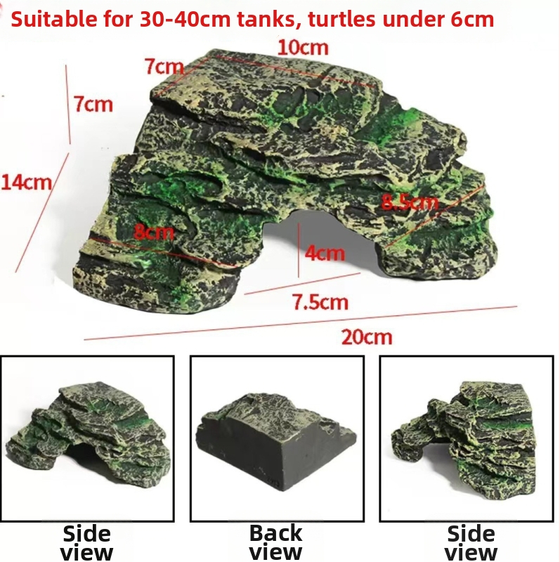 Dekor za akvarij za kornjaču: platforma za penjanje i sunčanje, špilja i nagiba zona za odmor — Kod proizvoda Y025 terrace; težina 310; Crafts; kamenita krajinska dekoracija