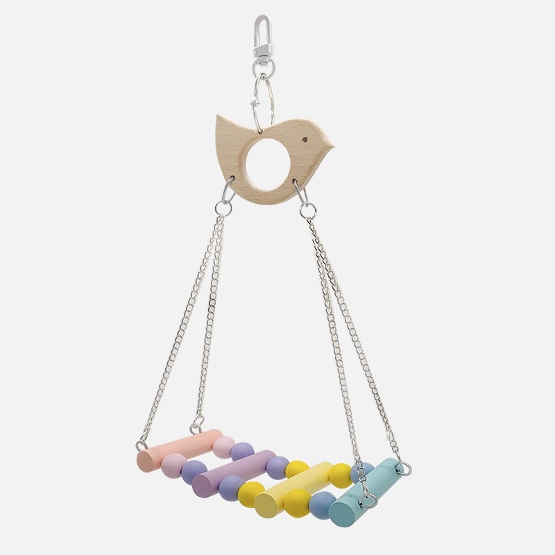 Set de accesorii pentru jucării de papagal: pod suspendat curcubeu, scară pendulă, scară curbată, scară de cățărare