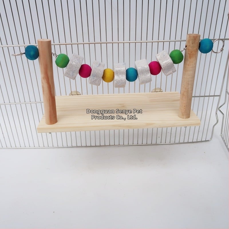 Drvena višefunkcijska skakačka platforma i kamen za zube – set za hamsteri, činčile i veverice