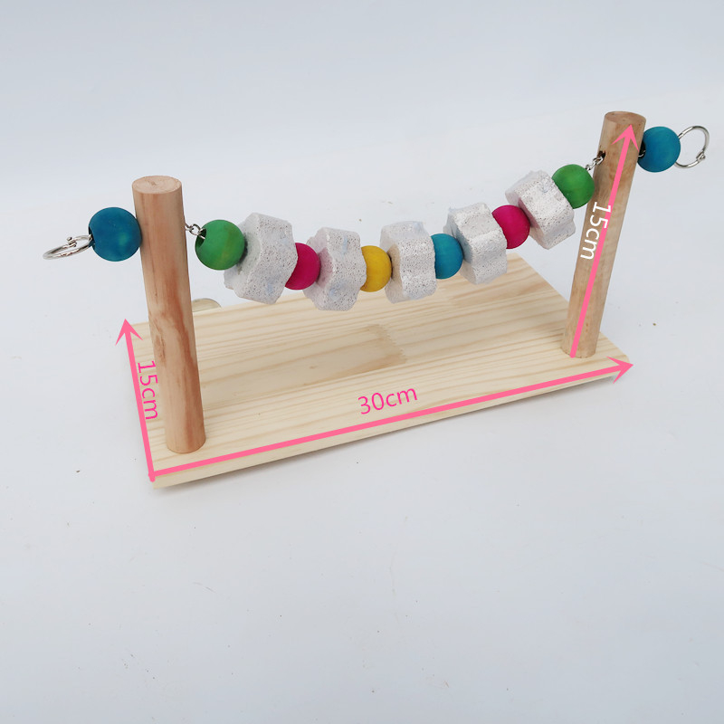 Drvena višefunkcijska skakačka platforma i kamen za zube – set za hamsteri, činčile i veverice