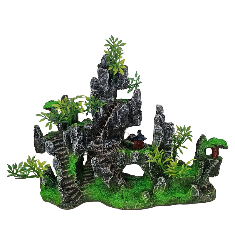 Dekoracija za akvarij – umjetna rockery stijena od smole, krajolik za akvarij, jednostavan i moderan stil