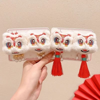 Τσιμπιδάκι μαλλιών για παιδιά – σειρά Λιοντάρι, ύφασμα, πλαϊνό κλιπ, καρτούν μοτίβο, κρύσταλλος ροζ χαλαζίας