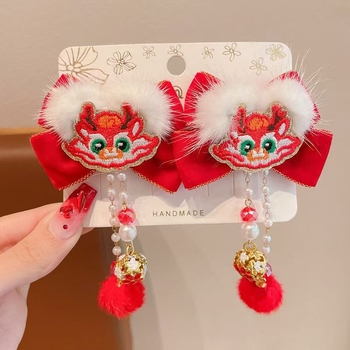 Τσιμπιδάκι μαλλιών για παιδιά – σειρά Λιοντάρι, ύφασμα, πλαϊνό κλιπ, καρτούν μοτίβο, κρύσταλλος ροζ χαλαζίας