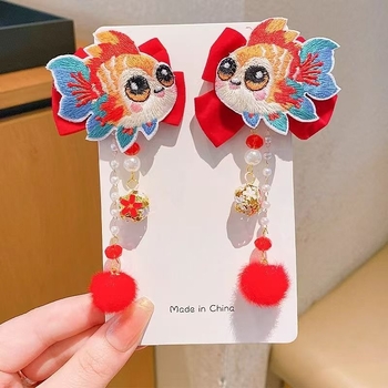 Τσιμπιδάκι μαλλιών για παιδιά – σειρά Λιοντάρι, ύφασμα, πλαϊνό κλιπ, καρτούν μοτίβο, κρύσταλλος ροζ χαλαζίας