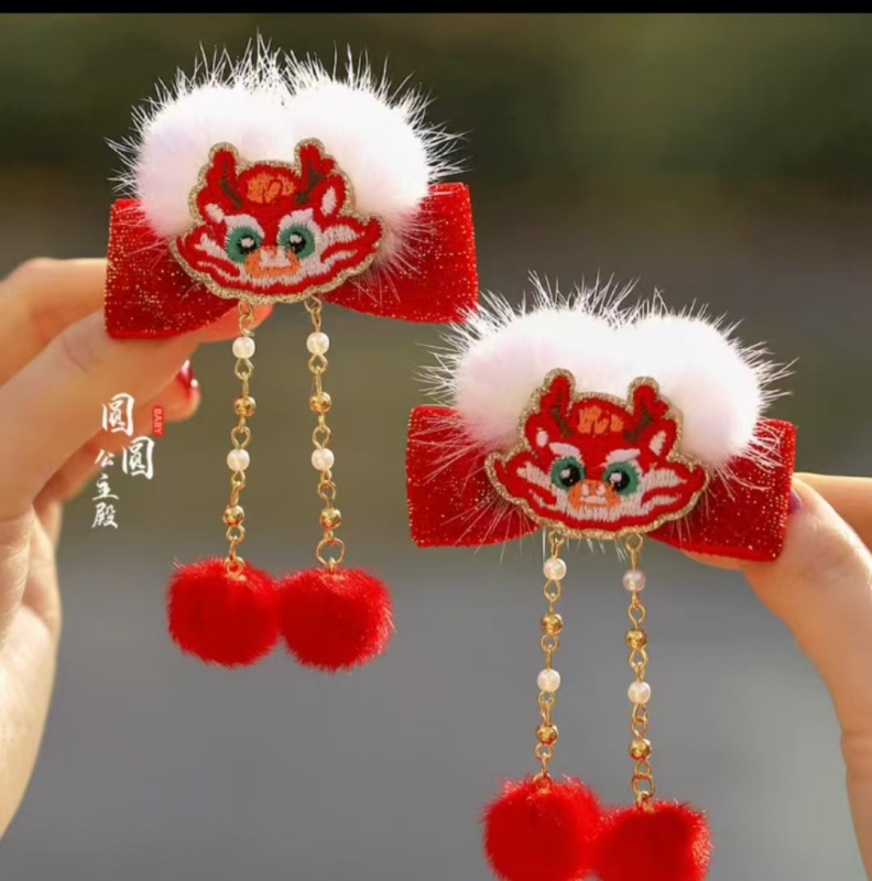 Τσιμπιδάκι μαλλιών για παιδιά – σειρά Λιοντάρι, ύφασμα, πλαϊνό κλιπ, καρτούν μοτίβο, κρύσταλλος ροζ χαλαζίας