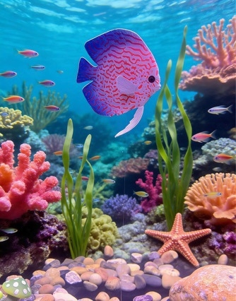 Pește angel de silicon pentru acvariu – decor pentru acvascaping, stil plante simulate