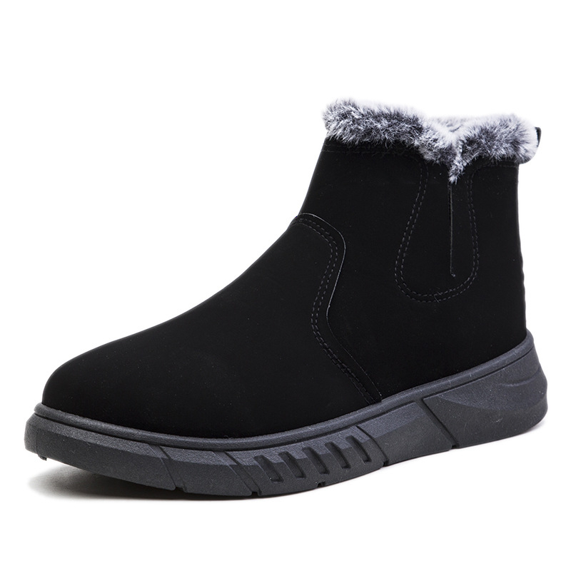 Muške snježne čizme u korejskom stilu, gornji dio od mikrovlakana, antislip gumeni potplat, unutarnja umjetna krzna podstava, potplat injekcijski oblikovan