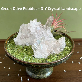 Prirodni olivinski kristalni šljunak za akvarij i posude – Geometrijski oblik; Materijal: kristal; Pakiranje: PP vrećica; Značka: Runyangshi; Stil: moderni minimalistički