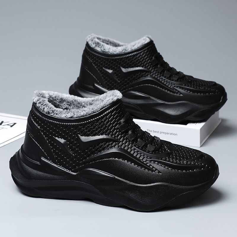 Ghete de zăpadă impermeabile pentru bărbați, căptuite cu fleece, talpă EVA anti-derapare, vulcanizată din cauciuc