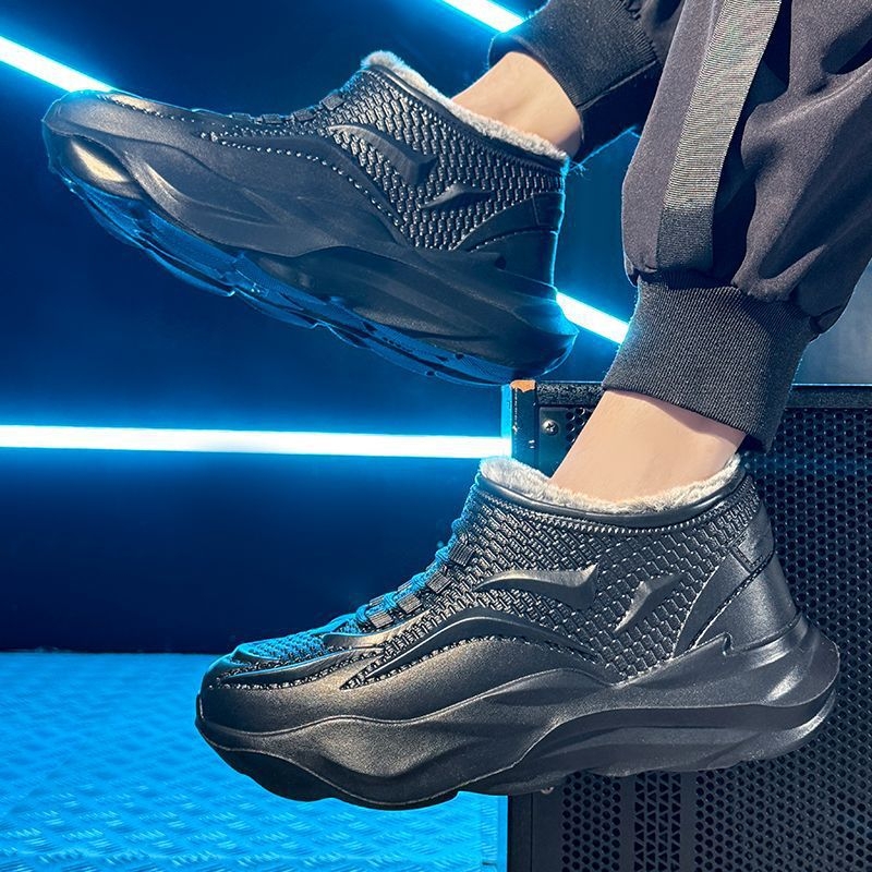 Ghete de zăpadă impermeabile pentru bărbați, căptuite cu fleece, talpă EVA anti-derapare, vulcanizată din cauciuc