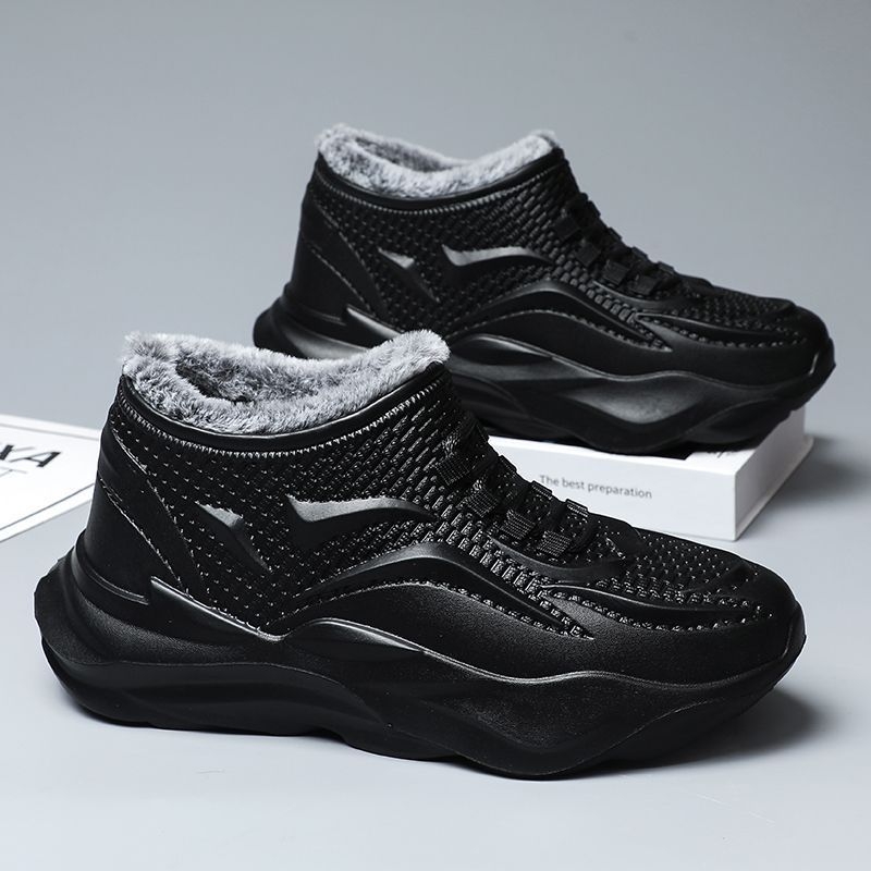 Ghete de zăpadă impermeabile pentru bărbați, căptuite cu fleece, talpă EVA anti-derapare, vulcanizată din cauciuc