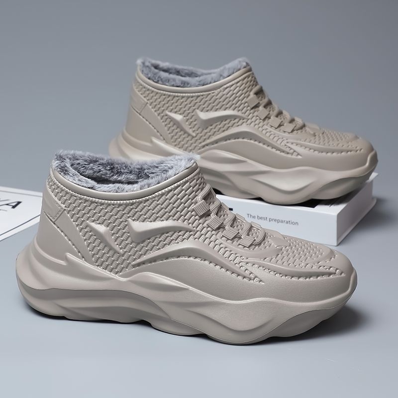 Ghete de zăpadă impermeabile pentru bărbați, căptuite cu fleece, talpă EVA anti-derapare, vulcanizată din cauciuc