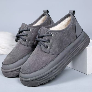 Papuci de iarnă pentru bărbați, cu căptușeală din velur gros și talpă groasă, anti-derapare, călduroși și respirabili, partea superioară din bumbac