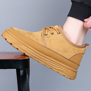 Papuci de iarnă pentru bărbați, cu căptușeală din velur gros și talpă groasă, anti-derapare, călduroși și respirabili, partea superioară din bumbac