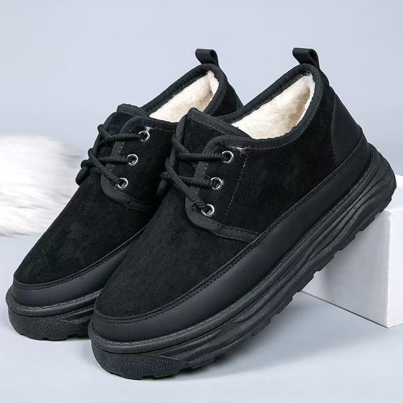 Papuci de iarnă pentru bărbați, cu căptușeală din velur gros și talpă groasă, anti-derapare, călduroși și respirabili, partea superioară din bumbac
